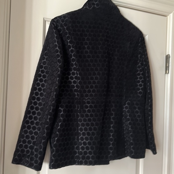 LIKE NEW CHICOS Black Polka Dot Button Down Lined Jacket/Coat - Picture 9 of 14